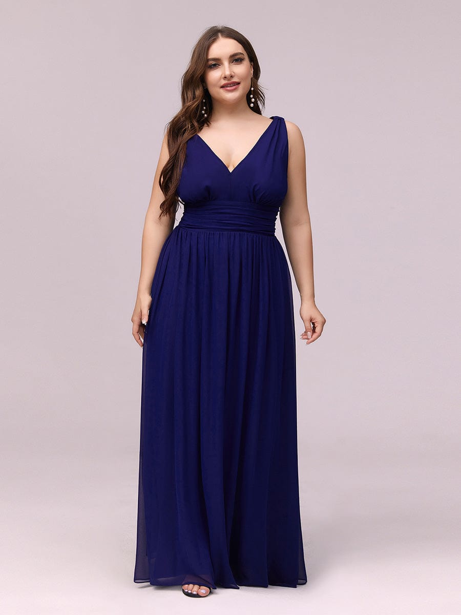 Chiffon Empire Waist Sleeveless Dress #color_Royal Blue