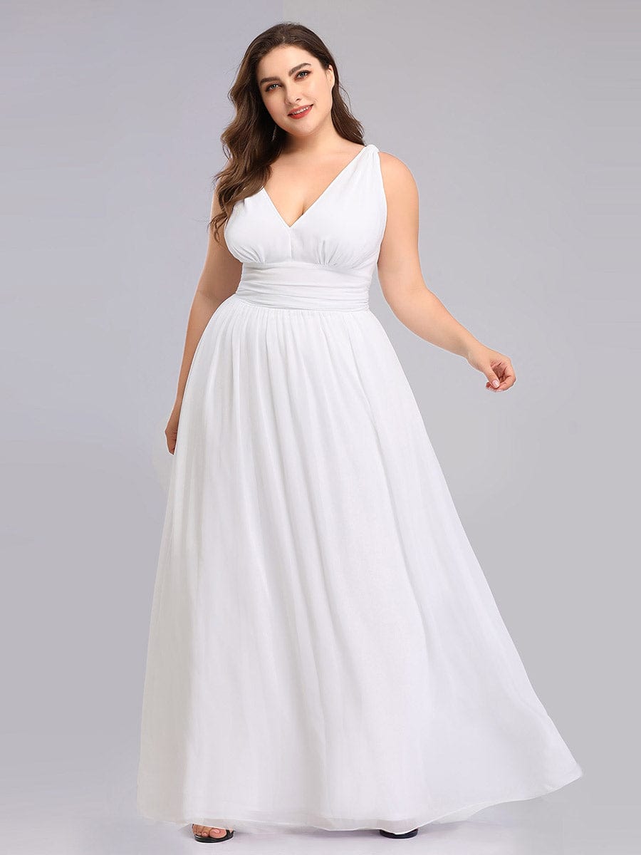 Chiffon Empire Waist Sleeveless Dress #color_White