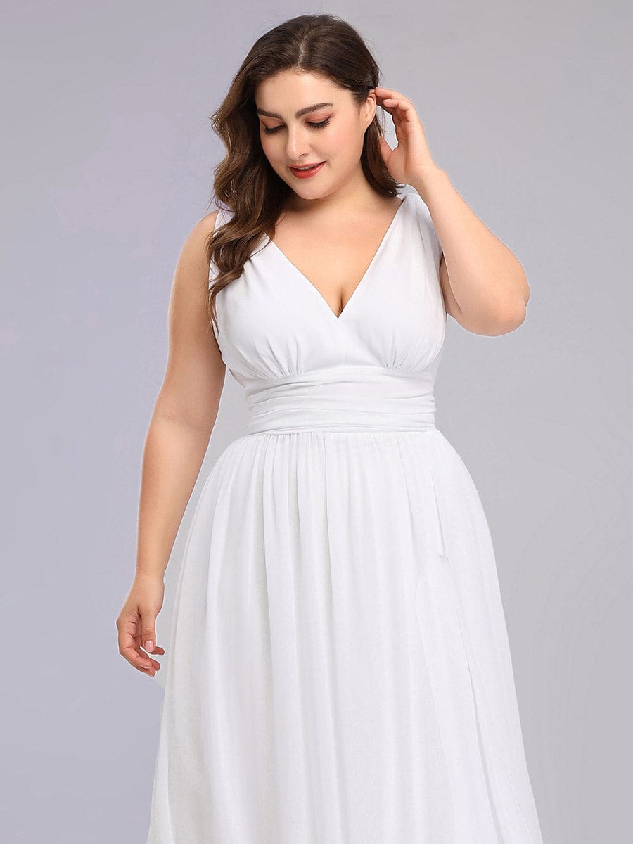 Chiffon Empire Waist Sleeveless Dress #color_White