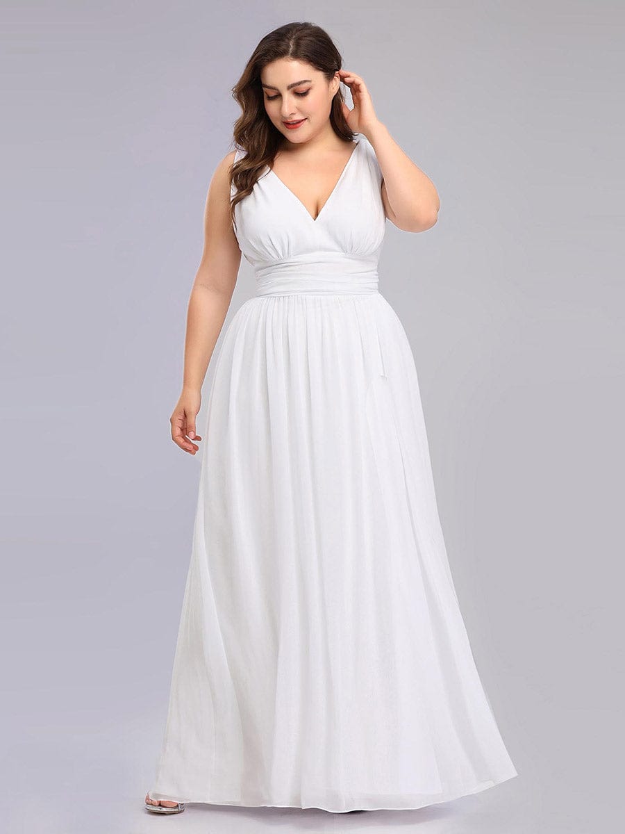 Chiffon Empire Waist Sleeveless Dress #color_White