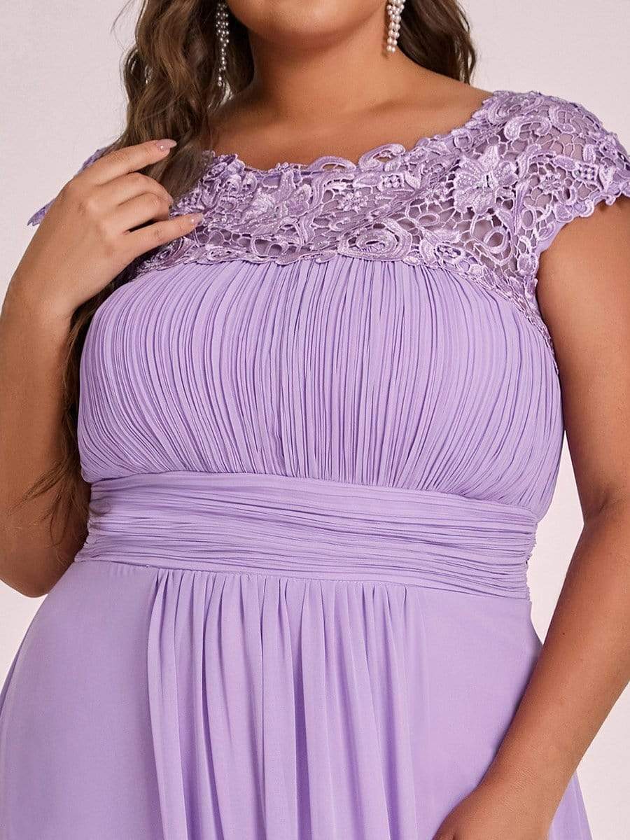 Plus Size Maxi Lace Cap Sleeve Dress #color_Lavender