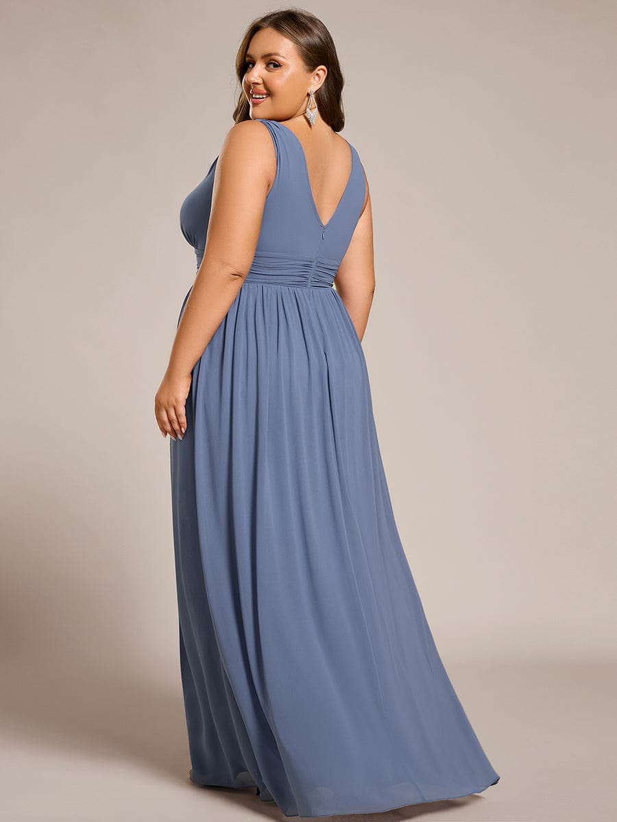 Chiffon Empire Waist Sleeveless Dress #color_Dusty Blue