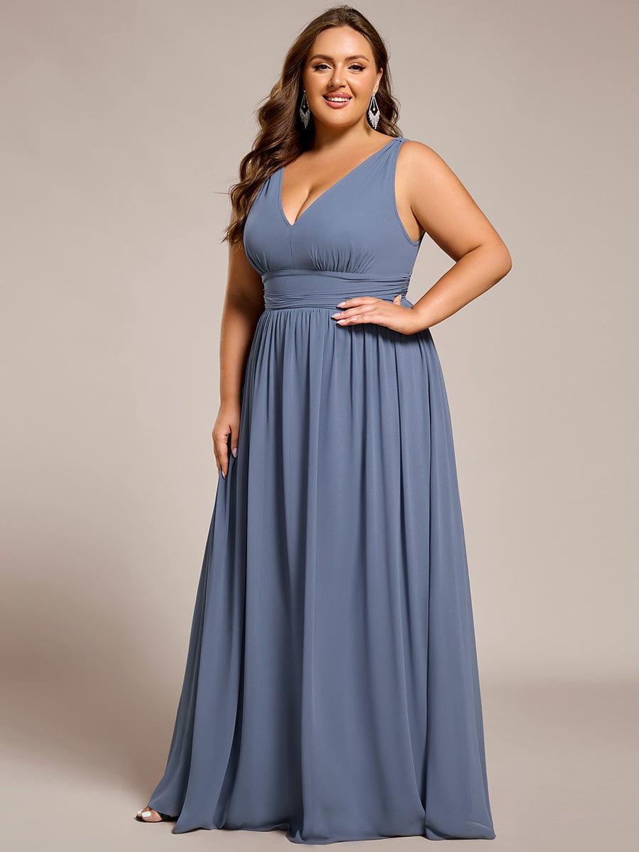 Chiffon Empire Waist Sleeveless Dress #color_Dusty Blue