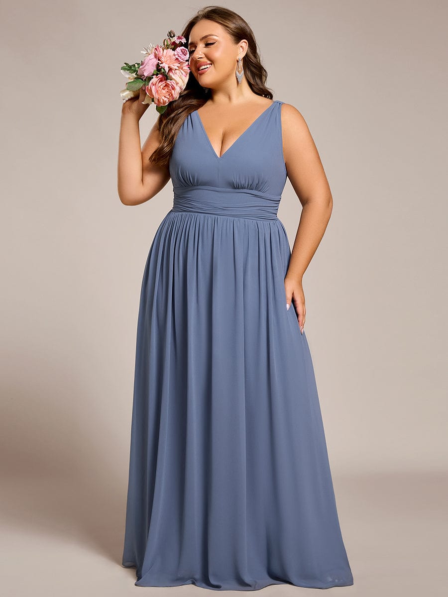 Chiffon Empire Waist Sleeveless Dress #color_Dusty Blue