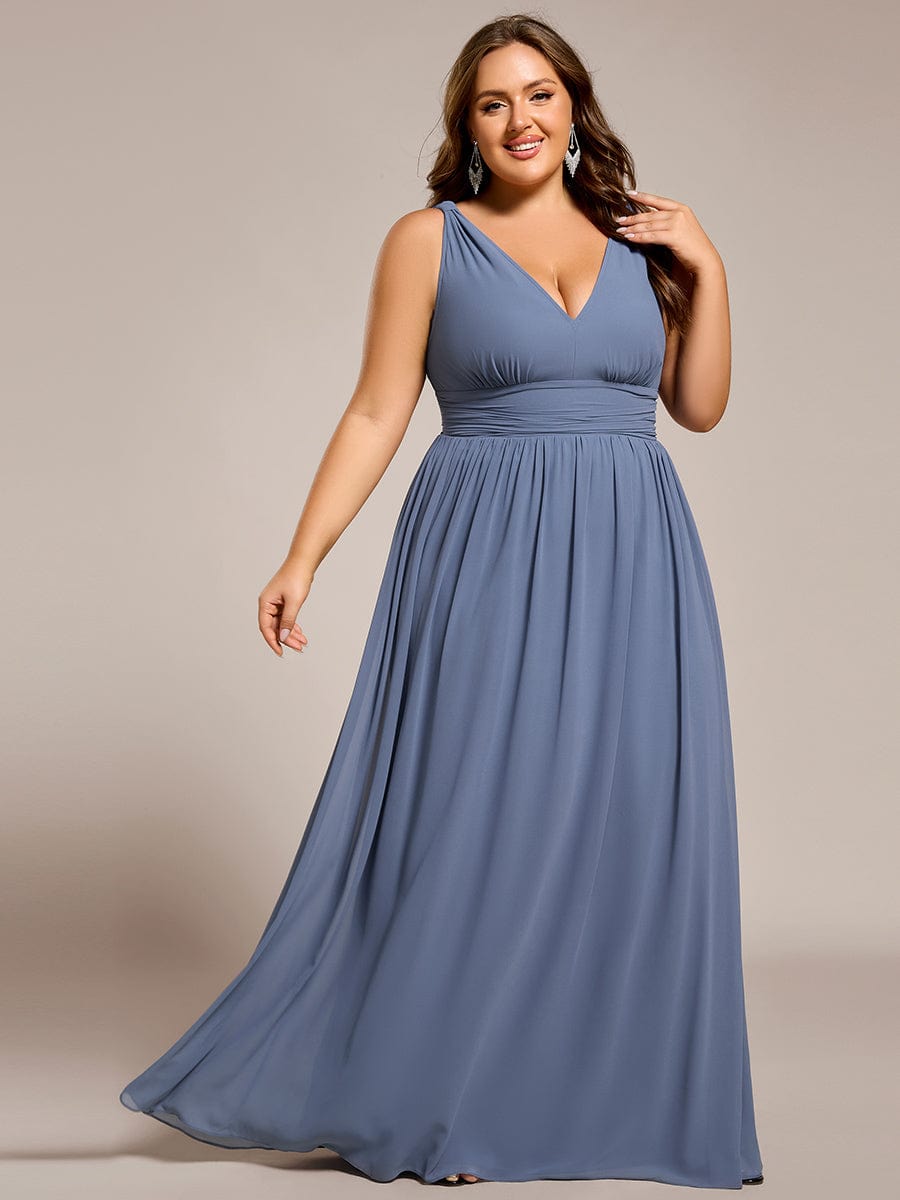 Chiffon Empire Waist Sleeveless Dress #color_Dusty Blue