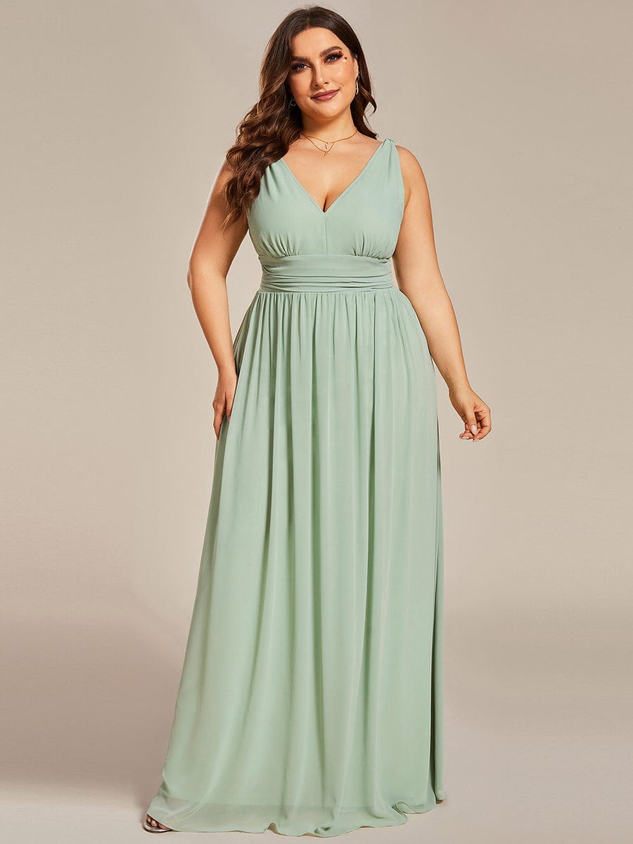 Chiffon Empire Waist Sleeveless Dress #color_Mint Green