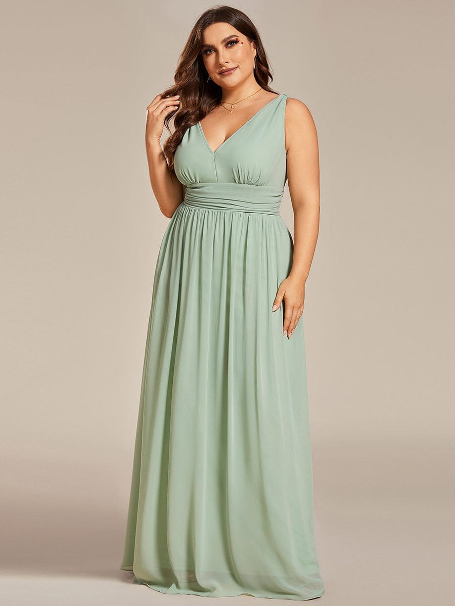 Chiffon Empire Waist Sleeveless Dress #color_Mint Green