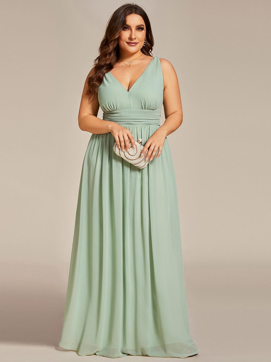 Chiffon Empire Waist Sleeveless Dress #color_Mint Green