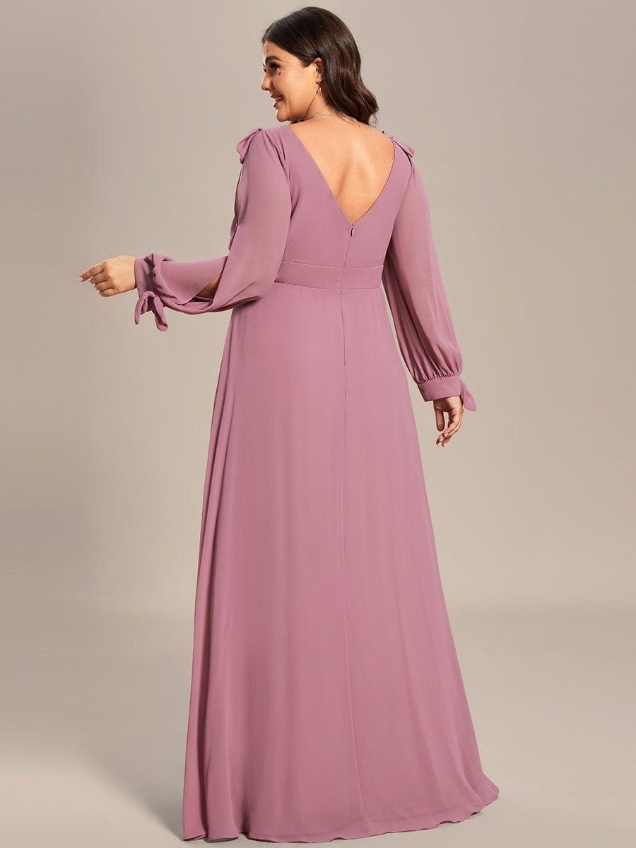 Plus Size Long Split Sleeve A-Line Maxi Dress #color_Purple Orchid