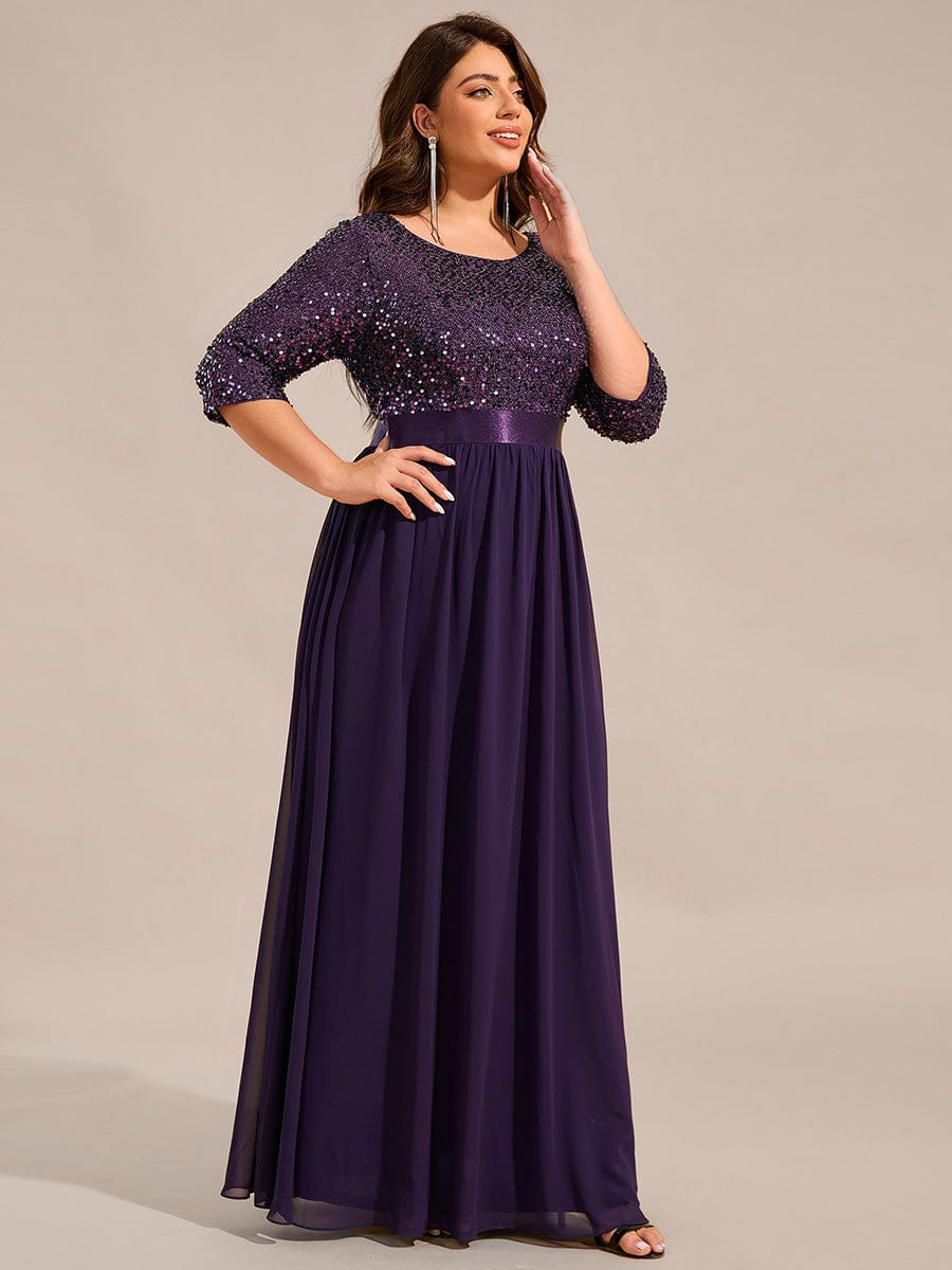 Plus Size Chiffon Sequin Maxi Dress #color_Dark Purple