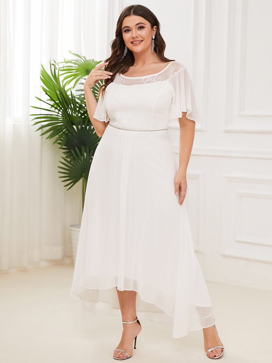 Plus Size Chiffon A-Line Midi Dress #color_Cream