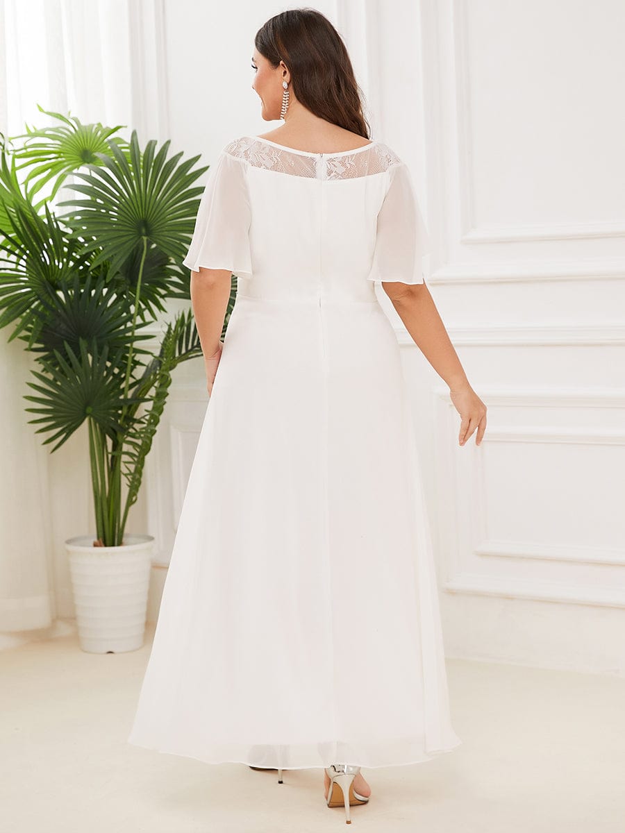 Plus Size Chiffon A-Line Midi Dress #color_Cream