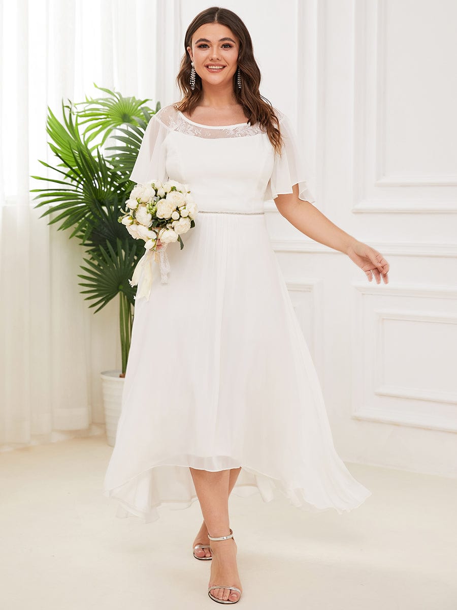 Plus Size Chiffon A-Line Midi Dress #color_Cream