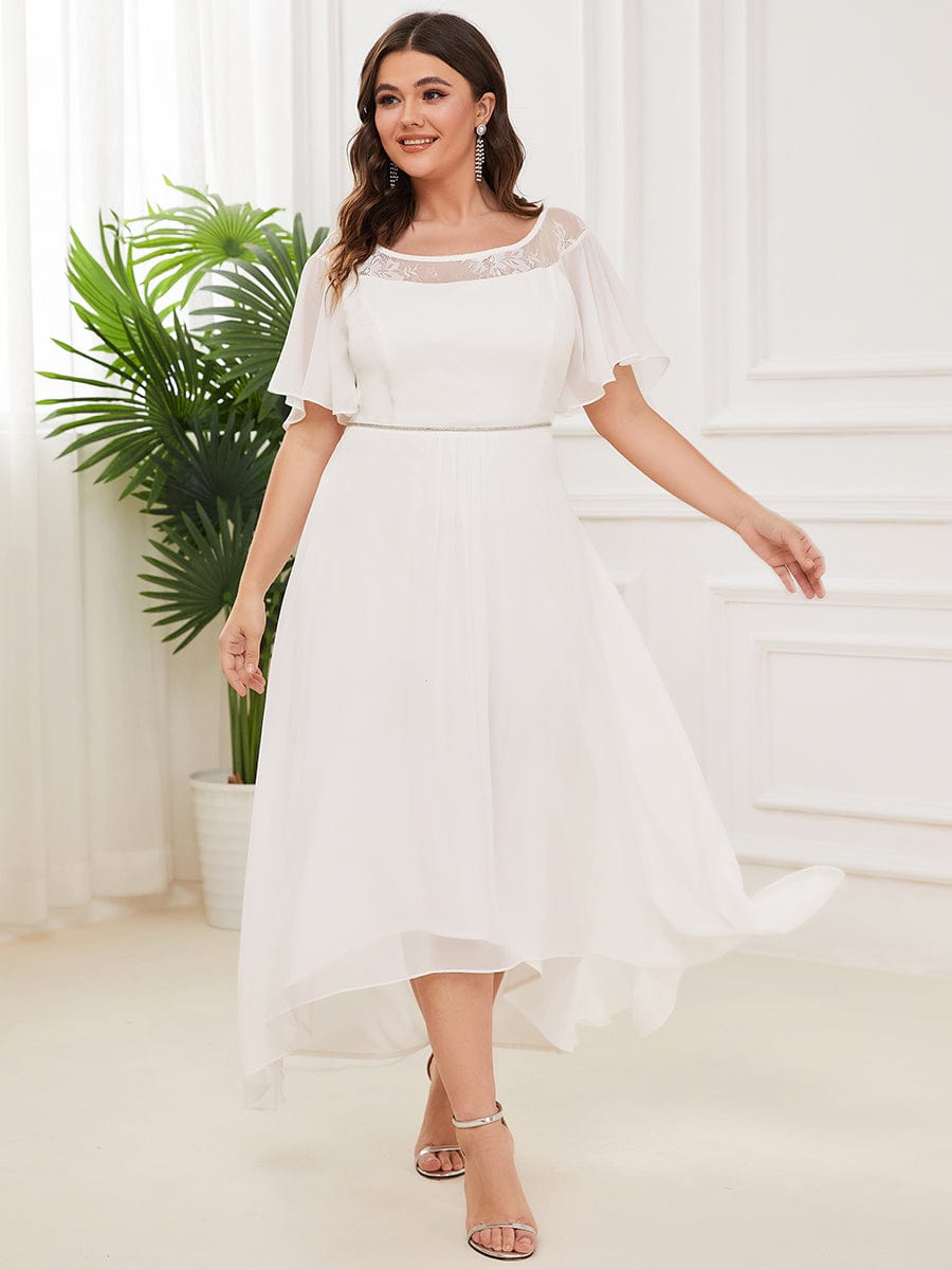 Plus Size Chiffon A-Line Midi Dress #color_Cream