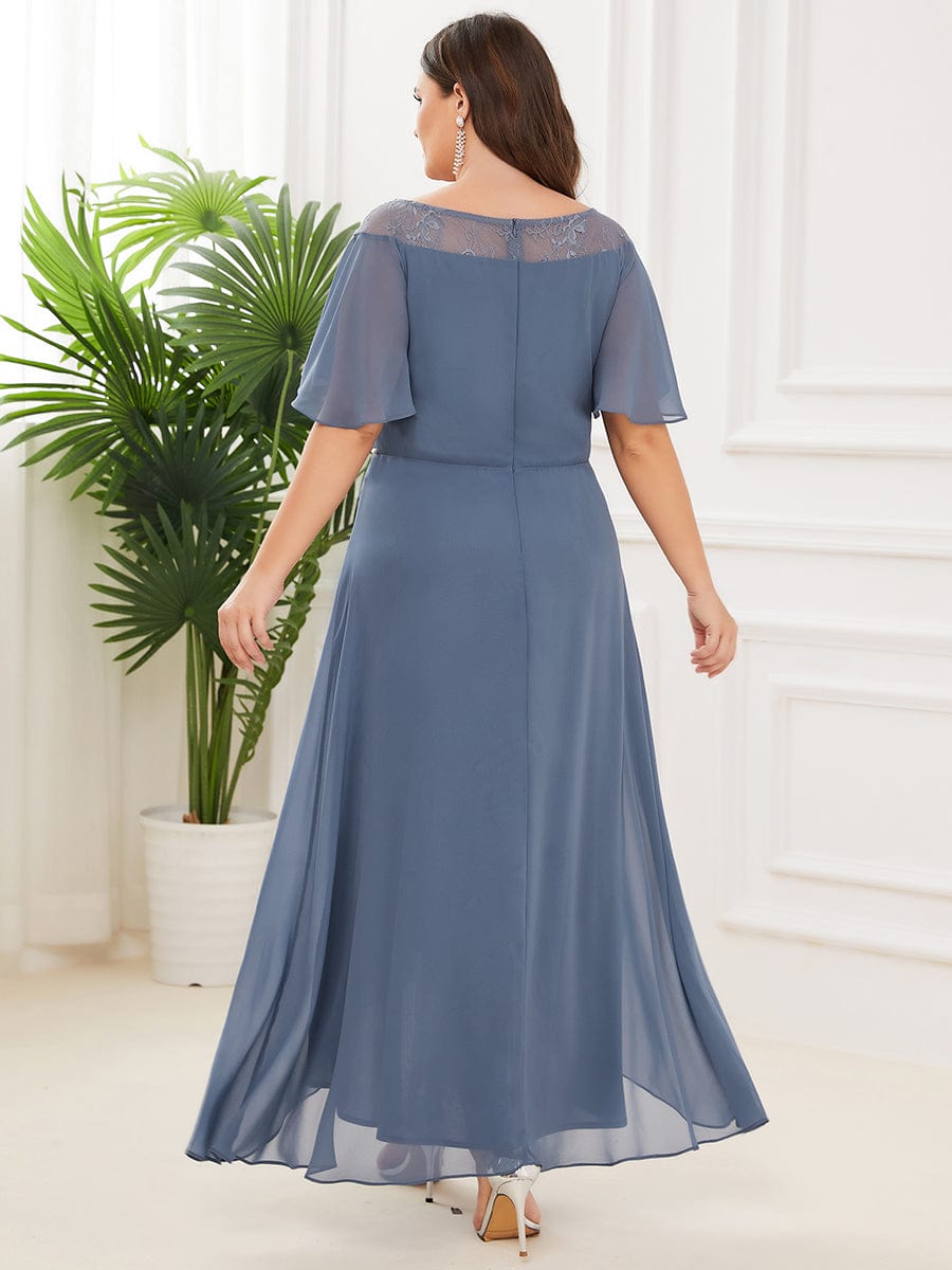 Plus Size Chiffon A-Line Midi Dress #color_Dusty Blue